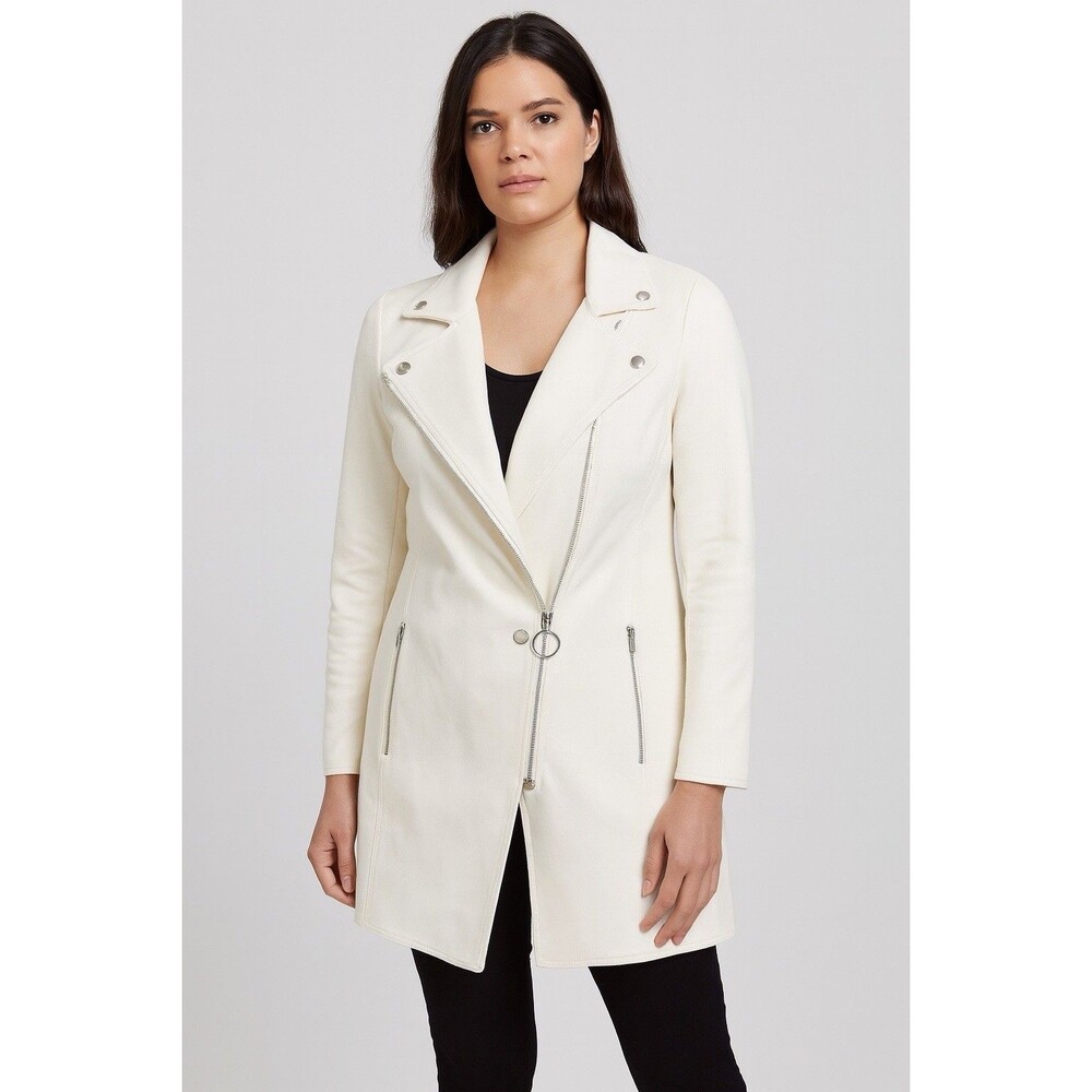 Akris Punto Asymmetrical Zip Moto Jacket Coat Size 4